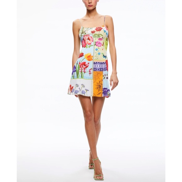 Alice + Olivia Ira Floral Spaghetti Strap Mini Dress - Picture 6 of 15